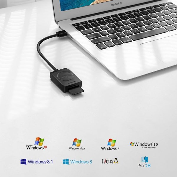 SD / MICRO SD atmiņas karšu lasītājs USB 3.0 15cm spraudnis - melns