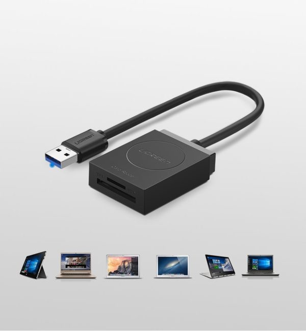 SD / MICRO SD atmiņas karšu lasītājs USB 3.0 15cm spraudnis - melns