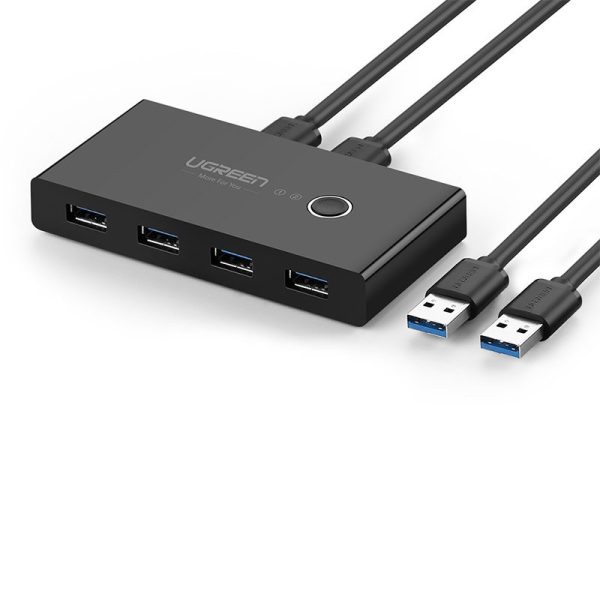 Switch Box Hub 4X USB 2.0 slēdzis USB izplatītājs diviem datoriem - melns