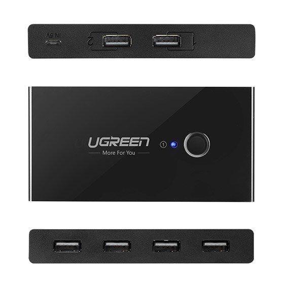 Switch Box Hub 4X USB 2.0 slēdzis USB izplatītājs diviem datoriem - melns