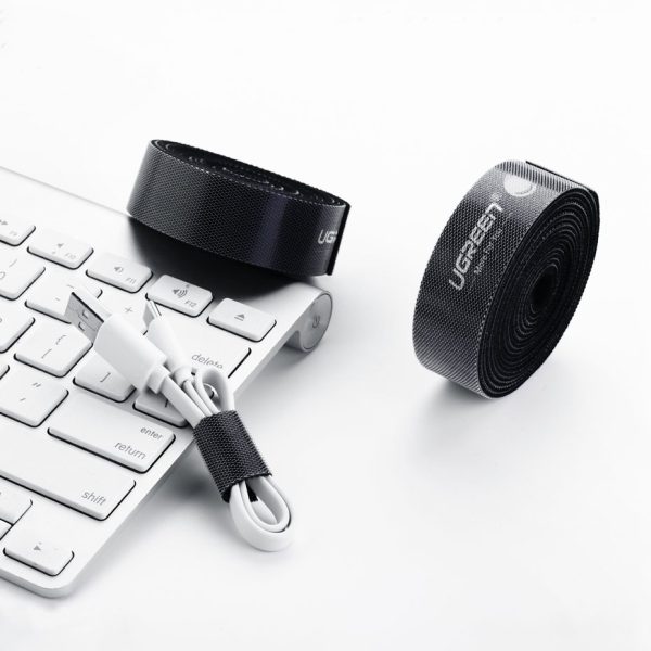 Velcro velcro lente, 2 m kabeļa kabeļa kabeļa organizators - melns