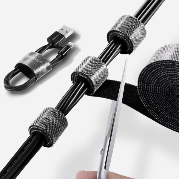 Velcro velcro lente, 2 m kabeļa kabeļa kabeļa organizators - melns