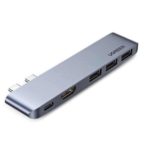 Daudzfunkcionālu rumbas ports MacBook Pro / AIR 2X USB-C uz USB-C HDMI 3X USB 3.0-GRAY