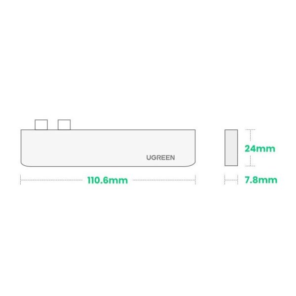 Daudzfunkcionālu rumbas ports MacBook Pro / AIR 2X USB-C uz USB-C HDMI 3X USB 3.0-GRAY