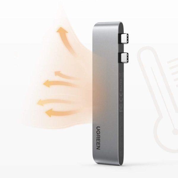 Daudzfunkcionālu rumbas ports MacBook Pro / AIR 2X USB-C uz USB-C HDMI 3X USB 3.0-GRAY
