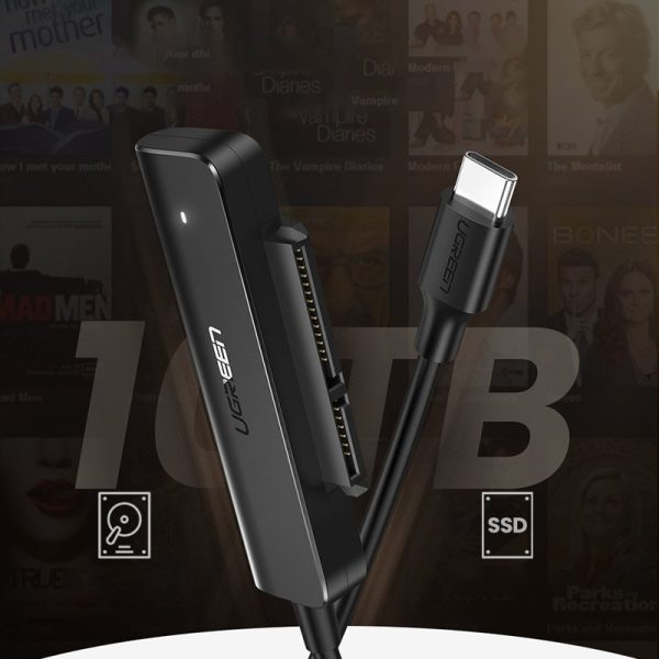 5 '' SATA III 3.0 uz USB -C - melnā adaptera adapteris
