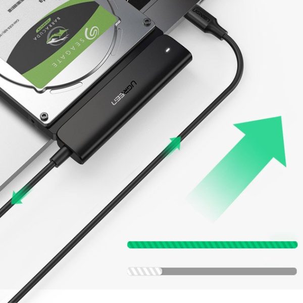 HDD SSD 2,5 '' SATA III 3.0 uz USB -C - melnā adaptera adapteris