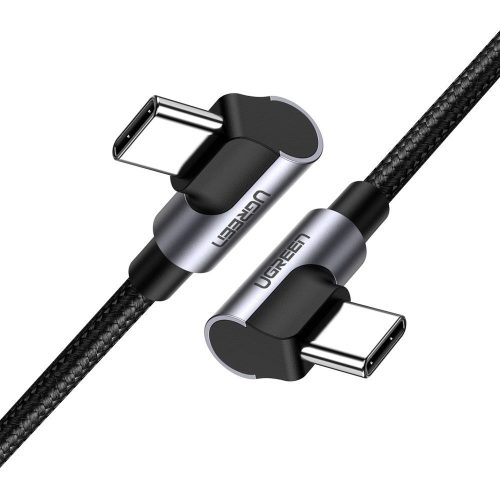 Kabeļa leņķa kabelis ar USB-C sānu spraudni uz USB-C ātrās uzlādes 1M pelēko