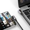 Kabeļa leņķa kabelis ar USB-C sānu spraudni uz USB-C ātrās uzlādes 1M pelēko