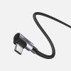 Kabeļa leņķa kabelis ar USB-C sānu spraudni uz USB-C ātrās uzlādes 1M pelēko
