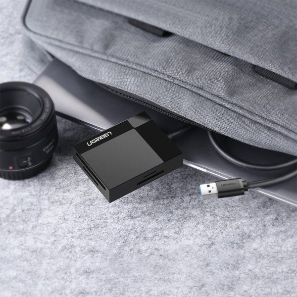 SD / MICRO SD / CF / CF / MS atmiņas karšu lasītājs USB 3.0 spraudnis - melns
