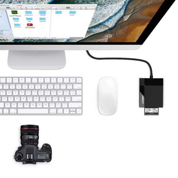 SD / MICRO SD / CF / CF / MS atmiņas karšu lasītājs USB 3.0 spraudnis - melns