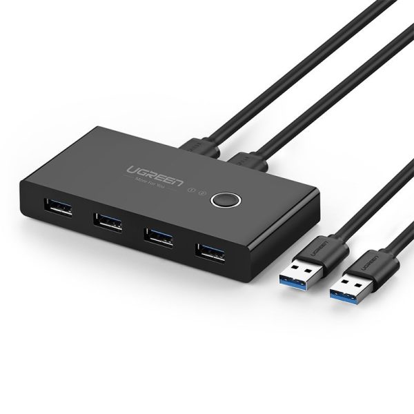 Switch Box Hub 4X USB 3.2 Gen 1 USB izplatītājs diviem datoriem - melns