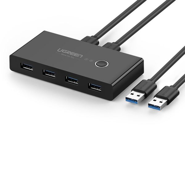 Switch Box Hub 4X USB 3.2 Gen 1 USB izplatītājs diviem datoriem - melns