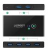Switch Box Hub 4X USB 3.2 Gen 1 USB izplatītājs diviem datoriem - melns