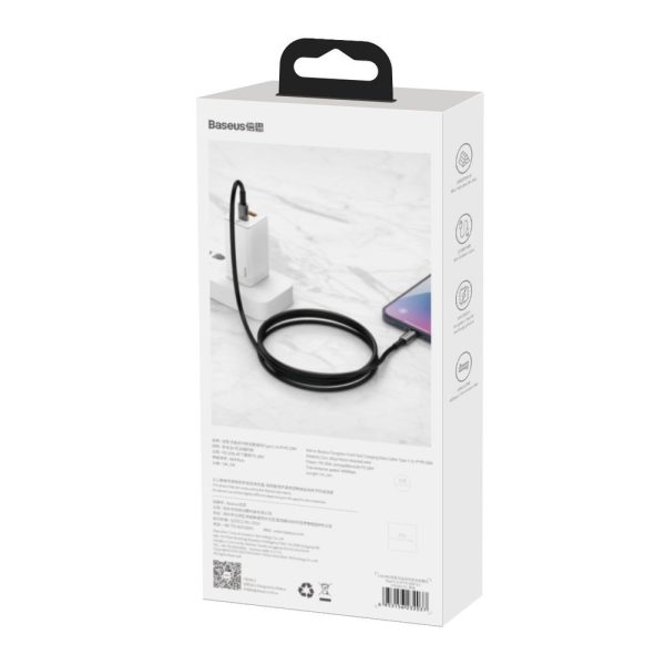 Kabelis Kabelis iPhone USB -C - zibens ātra uzlāde 20 W 1M - visi melni