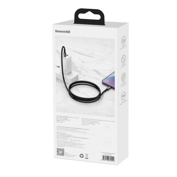 Kabelis Kabelis iPhone USB -C - zibens ātra uzlāde 20W 2m - visi melni