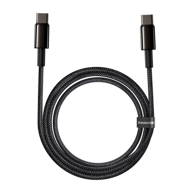USB -C kabeļa kabelis - USB -C Ātra uzlāde 100W 2M - visi melni
