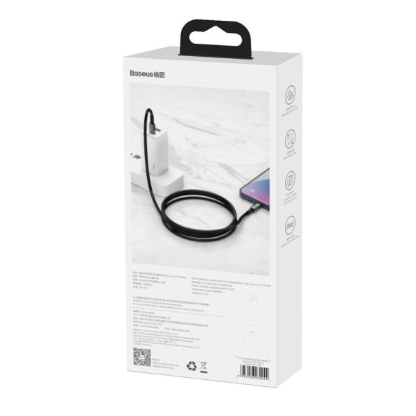 USB -C kabeļa kabelis - USB -C Ātra uzlāde 100W 2M - visi melni