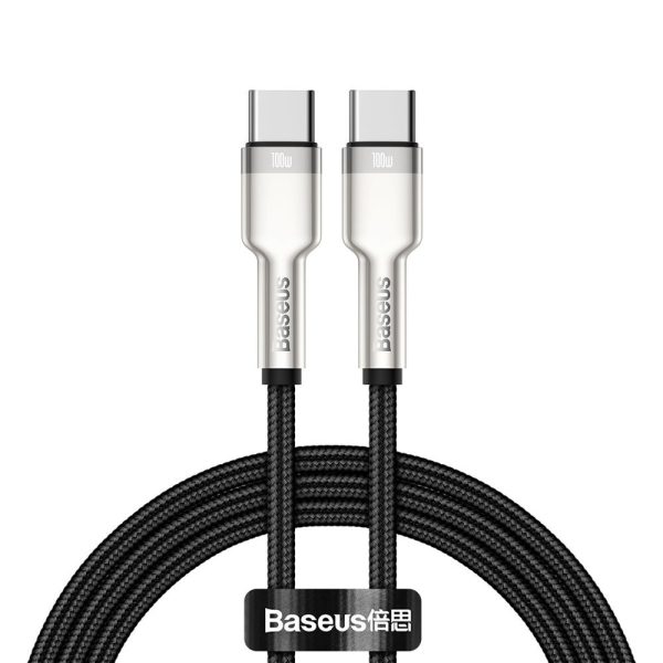 Karpas kabelis USB -C - USB -C COFERE METĀLA DATU PAREDZĒJS PIEGĀDE 100W 1M - MELNA