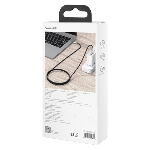 Karpas kabelis USB -C - USB -C COFERE METĀLA DATU PAREDZĒJS PIEGĀDE 100W 1M - MELNA
