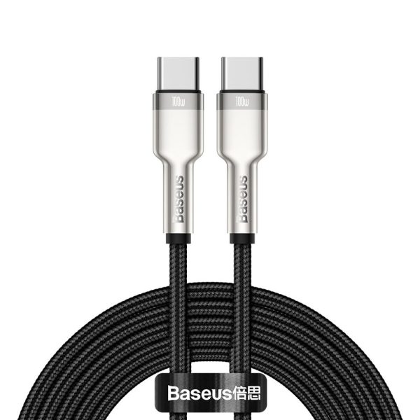 Karpu kabelis USB -C - USB -C COFFERE METĀLA DATU PAREDZĒJS PIEGĀDE 100W 2M - MELNA