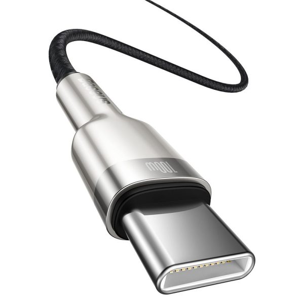 Karpu kabelis USB -C - USB -C COFFERE METĀLA DATU PAREDZĒJS PIEGĀDE 100W 2M - MELNA