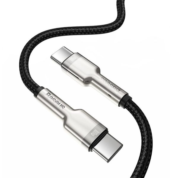 Karpu kabelis USB -C - USB -C COFFERE METĀLA DATU PAREDZĒJS PIEGĀDE 100W 2M - MELNA