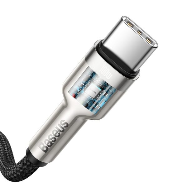 Karpu kabelis USB -C - USB -C COFFERE METĀLA DATU PAREDZĒJS PIEGĀDE 100W 2M - MELNA
