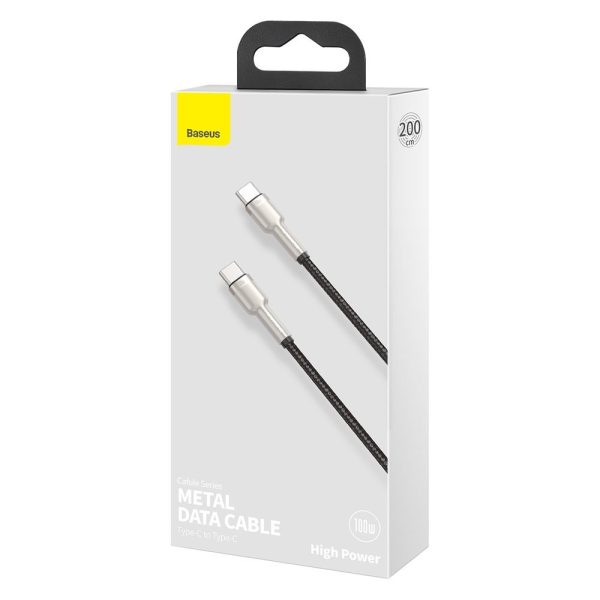Karpu kabelis USB -C - USB -C COFFERE METĀLA DATU PAREDZĒJS PIEGĀDE 100W 2M - MELNA