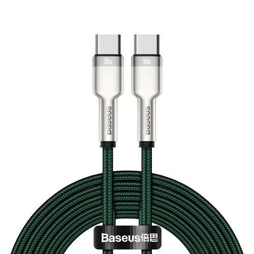 Karpu kabelis USB -C - USB -C COFFERE METĀLA DATA PAREDZĒJA PIEGĀDE 100W 2M - GREEN