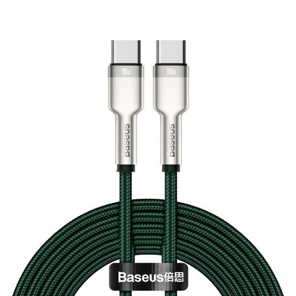 Karpu kabelis USB -C - USB -C COFFERE METĀLA DATA PAREDZĒJA PIEGĀDE 100W 2M - GREEN