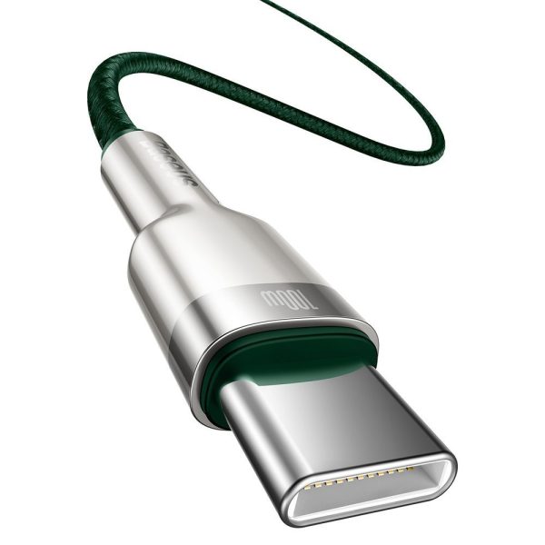 Karpu kabelis USB -C - USB -C COFFERE METĀLA DATA PAREDZĒJA PIEGĀDE 100W 2M - GREEN