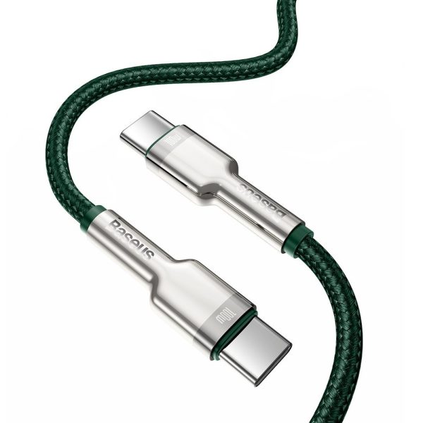Karpu kabelis USB -C - USB -C COFFERE METĀLA DATA PAREDZĒJA PIEGĀDE 100W 2M - GREEN