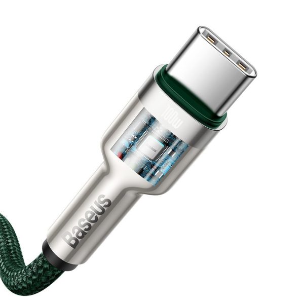 Karpu kabelis USB -C - USB -C COFFERE METĀLA DATA PAREDZĒJA PIEGĀDE 100W 2M - GREEN