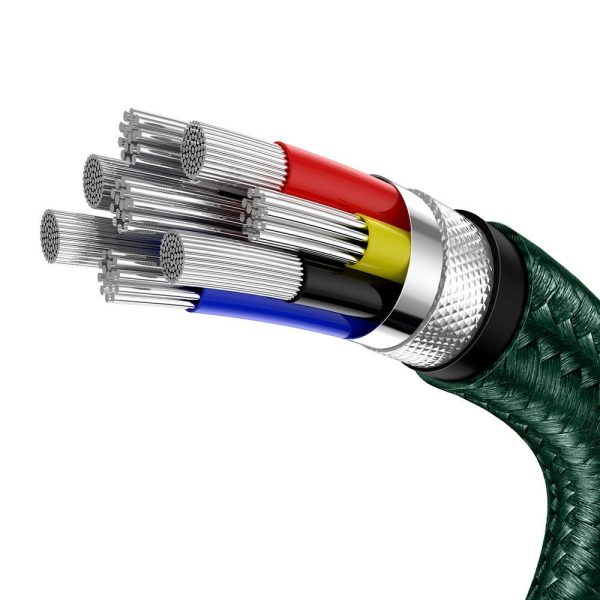 Karpu kabelis USB -C - USB -C COFFERE METĀLA DATA PAREDZĒJA PIEGĀDE 100W 2M - GREEN