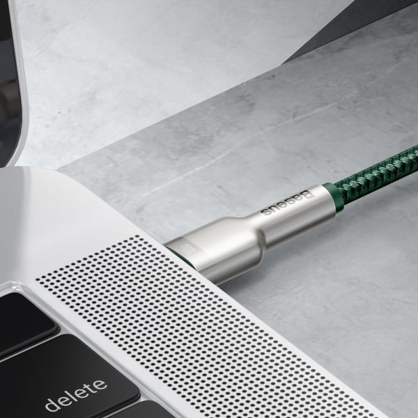 Karpu kabelis USB -C - USB -C COFFERE METĀLA DATA PAREDZĒJA PIEGĀDE 100W 2M - GREEN