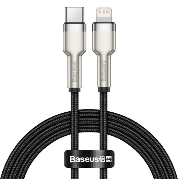 Kabeļa kabelis iPhone USB -C - Lightning Coule metāla datu barošanas piegāde 20W 1M - melns