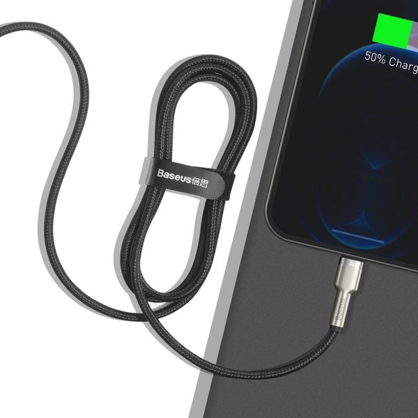 Kabeļa kabelis iPhone USB -C - Lightning Coule metāla datu barošanas piegāde 20W 1M - melns
