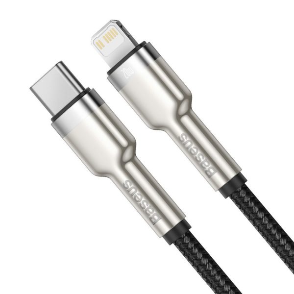 Kabeļa kabelis iPhone USB -C - Lightning Coule metāla datu barošanas piegāde 20W 1M - melns