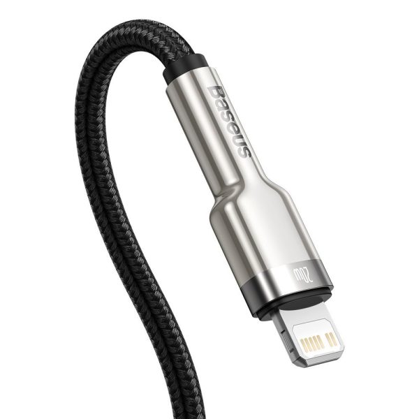 Kabeļa kabelis iPhone USB -C - Lightning Coule metāla datu barošanas piegāde 20W 1M - melns