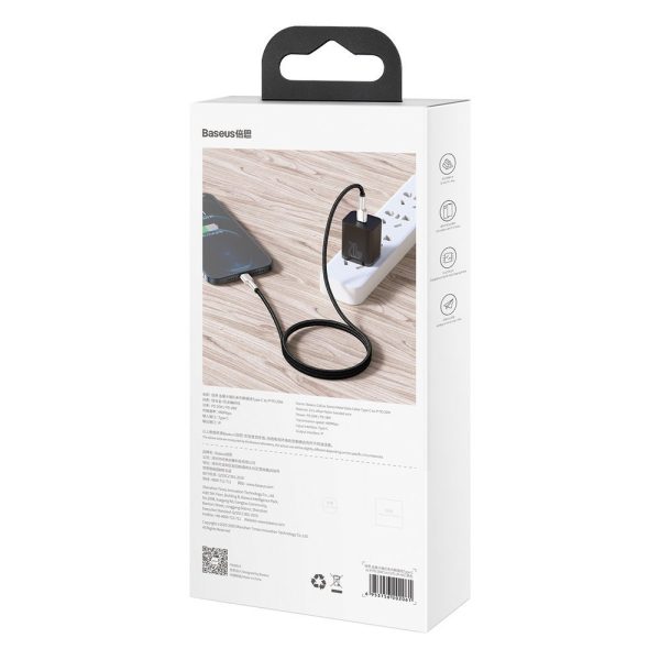 Kabeļa kabelis iPhone USB -C - Lightning Coule metāla datu barošanas piegāde 20W 1M - melns