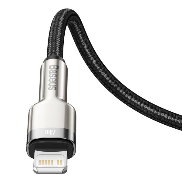 Kabeļa kabelis iPhone USB -C - Lightning Coule metāla datu barošanas piegāde 20W 1M - melns