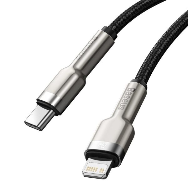 Kabeļa kabelis iPhone USB -C - Lightning Coule metāla datu barošanas piegāde 20W 1M - melns
