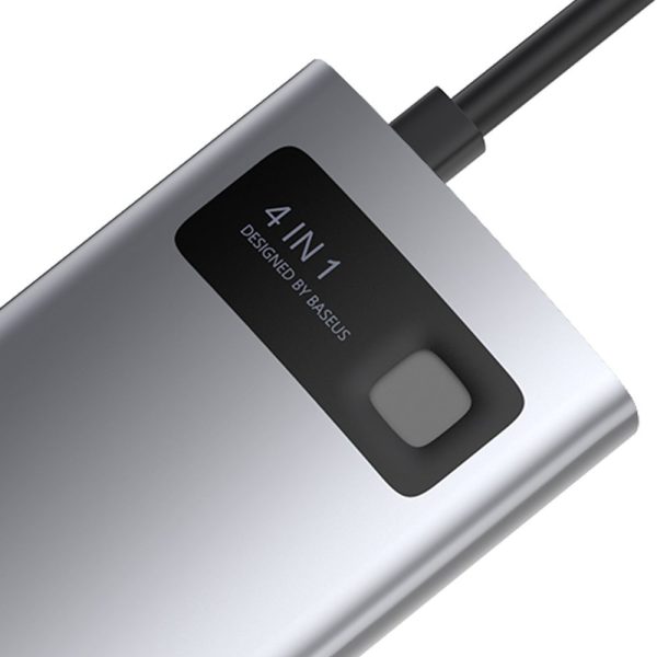 4in1 daudzfunkcionāla rumbas metāla mirdzums USB-C USB-C Power Piegāde HDMI USB 3.2 USB 2.0