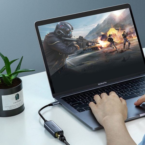 Ārējā tīkla karte LAN RJ45 - USB -C 1 gigabits Ethernet - pelēks