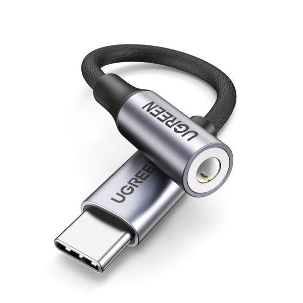 USB -C 3,5 mm mini ligzda 10cm - melns adapteris