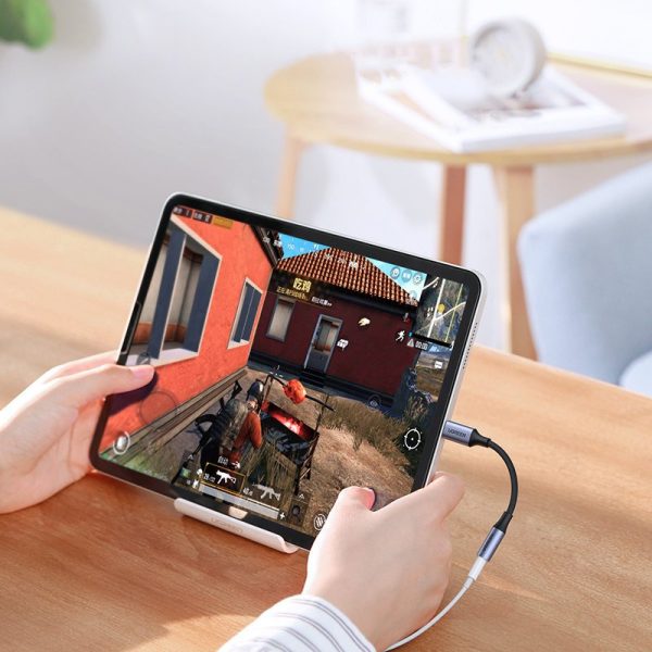 USB -C 3,5 mm mini ligzda 10cm - melns adapteris