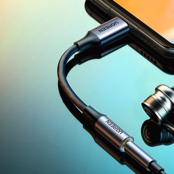 USB -C 3,5 mm mini ligzda 10cm - melns adapteris