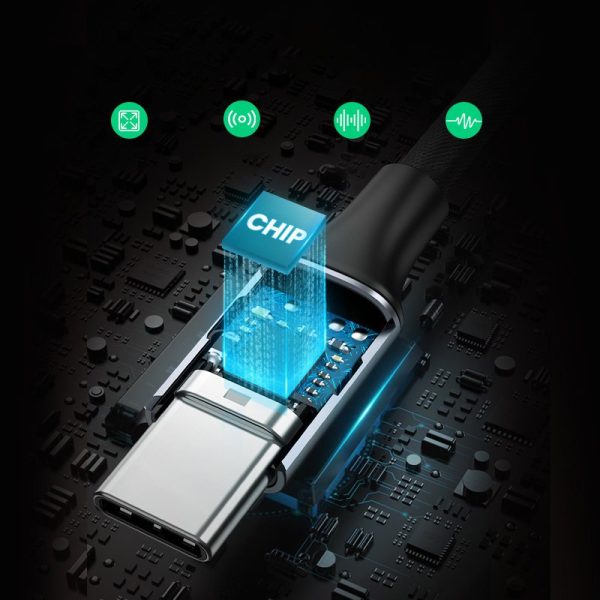 USB -C 3,5 mm mini ligzda 10cm - melns adapteris